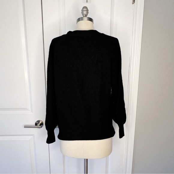 Aritzia BabatonBespoke Black Cardigan Ribbed Size Small Wool Linen Blend - Picture 2 of 6